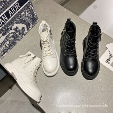 High Quality Black Off White Tassel Zips Ladies Fashion Martins Boots Genuine Leather Ankle Platform Casual Shoes Women's Boots